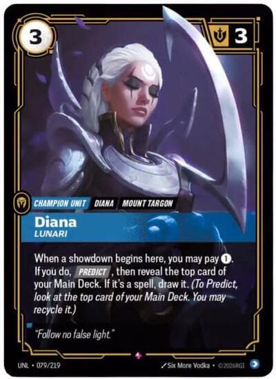Diana, Lunari card